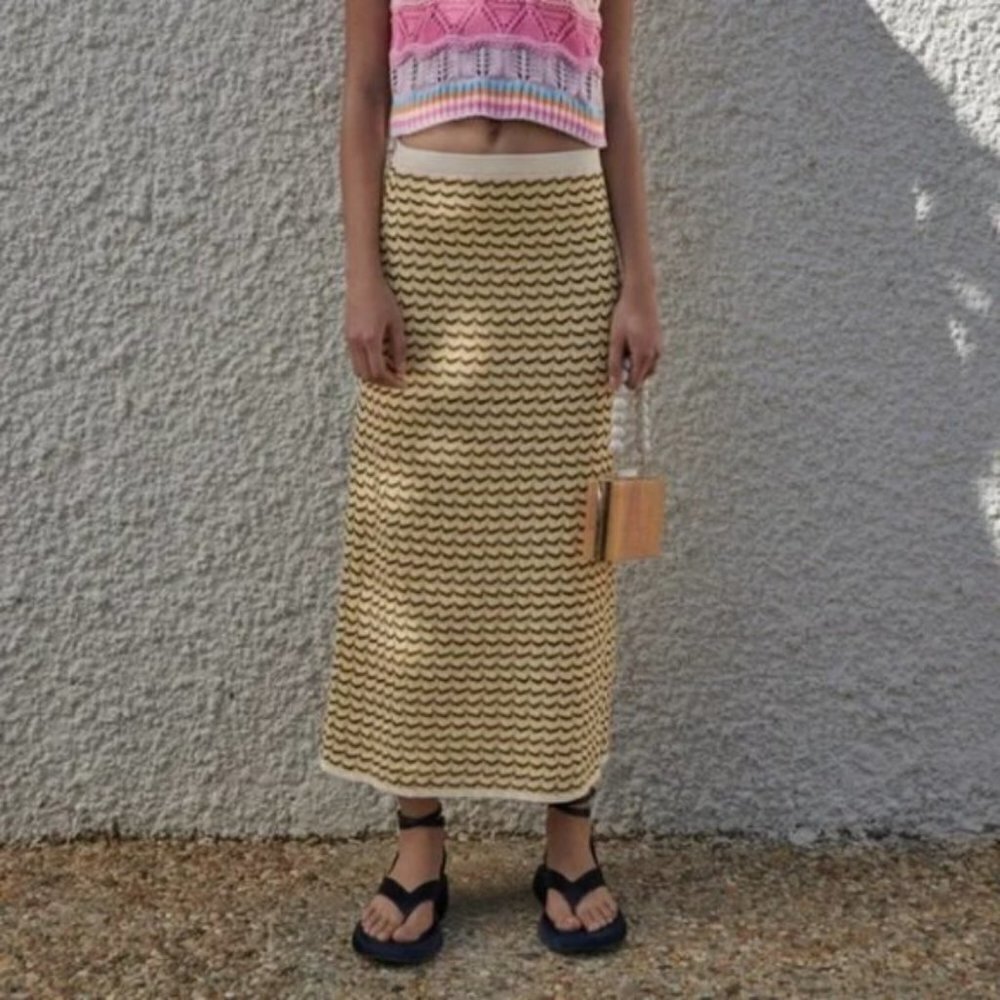 ZARA Pointelle Knit Skirt New
